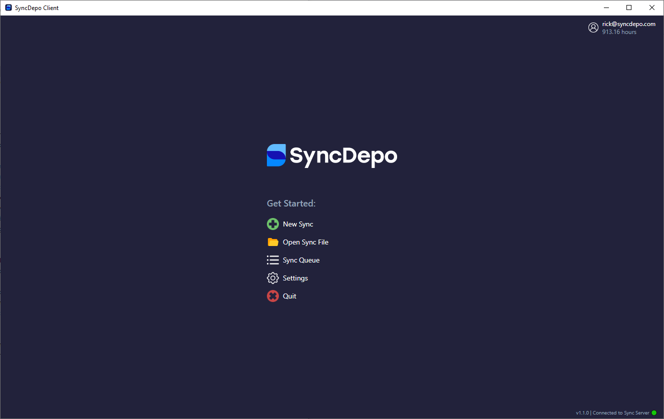 SyncDepo start page